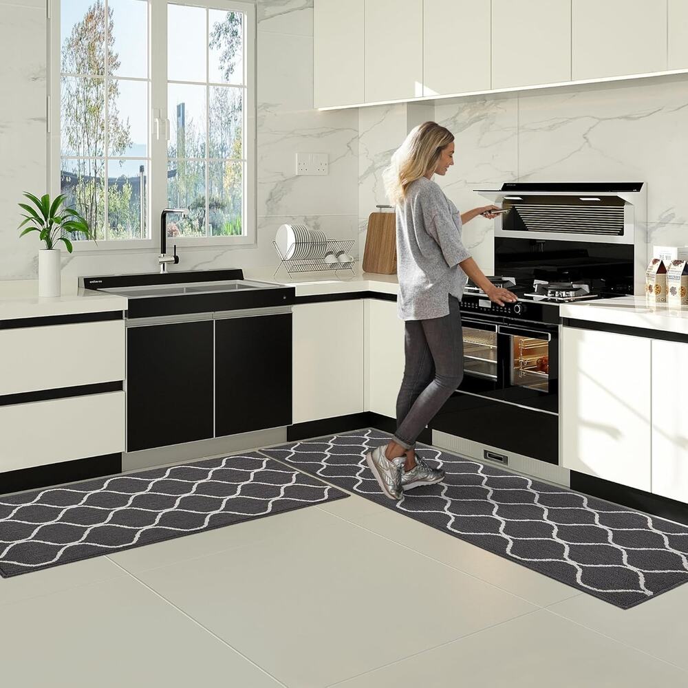 COSY HOMEER 2PCS 23.6x47 Inch 23.6x71.2 Inch Kitchen Rug Mat Set, Soft Absorbent - Picture 4 of 6